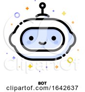 Poster, Art Print Of Icon Of Cute Robot Which Symbolizes Artificial Intelligence Or Virtual Assistant For Seo Concept