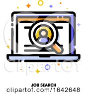 Poster, Art Print Of Icon Of Laptop With Candidates Profile Inside Magnifier For Job Search Or Professional Staff Recruitment Concept