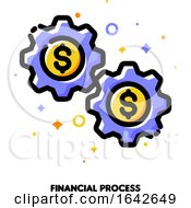 Poster, Art Print Of Icon Of Gear Wheels With Dollar Sign For Financial Process Or Earning Money Online Concept