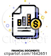 Poster, Art Print Of Icon Of Stacked Paper Documents Pile With Business Report Bar Graph For Stock Market Or Financial Statement Analysis Concept