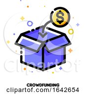 Poster, Art Print Of Icon Of Open Box Collecting Monetary Contributions From People For Crowdfunding Or Investing Into Ideas Concept