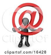 Black Person Holding A Red At Symbol With His Head Peeking Through The Center Clipart Illustration Graphic by 3poD