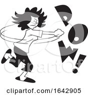 Poster, Art Print Of Cartoon Black And White Woman Fighting Back With Pow Text