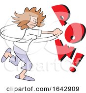 Cartoon White Woman Fighting Back With POW Text