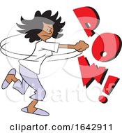 Cartoon Black Woman Fighting Back With Pow Text