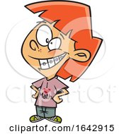 Poster, Art Print Of Cartoon Red Haired Girl With Braces Wearing A I Love Math Shirt