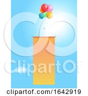 Poster, Art Print Of Flying Copy Space Banner With Balloons On Sunny Sky