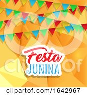 Festa Junina Background With Banners On Low Poly Design