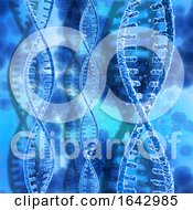 Poster, Art Print Of 3d Dna Strands On A Binary Code Background