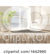 Poster, Art Print Of 3d Wooden Table Against A Defocussed Lounge Interior