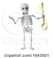 3d Skeleton Holding A Gold Key
