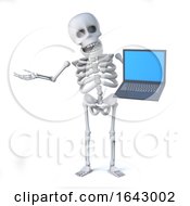 3d Skeleton Holding A Laptop Pc