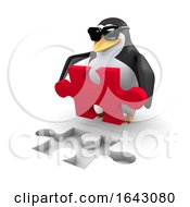 Poster, Art Print Of 3d Penguin With A Puzzle Piece