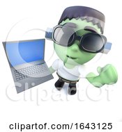 3d Frankenstein Monster Holding A Laptop Computer by Steve Young