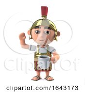 3d Roman Soldier Waves While Drinking A Cup Of Coffee by Steve Young