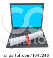3d Laptop And Scroll