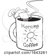 Poster, Art Print Of Black And White Woman Dipping Herself In A Cup Of Morning Coffee