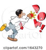 Cartoon Black Business Man Fighting Back With Pow Text