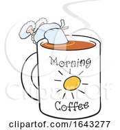 Poster, Art Print Of White Woman Dipping Herself In A Cup Of Morning Coffee