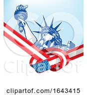 Poster, Art Print Of Statue Of Liberty And Knotted American Flag Ribbon