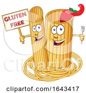 Cartoon Pasta Noodle Mascots With A Gluten Free Sign by Domenico Condello