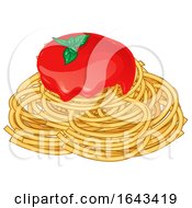 Poster, Art Print Of Spaghetti Noodles With Sauce And Basil