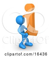 Blue Person Carrying An Orange I For Information