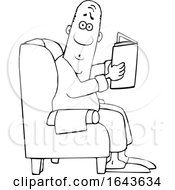 Cartoon Black And White Man Reading In A Chair by djart