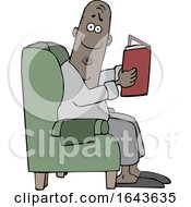 Poster, Art Print Of Cartoon Black Man Reading In A Chair