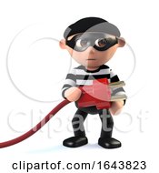 3d Funny Cartoon Criminal Burglar Character Holding A Power Lead by Steve Young