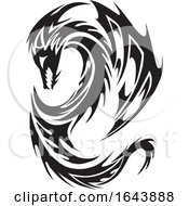 Poster, Art Print Of Black And White Dragon Tattoo Design