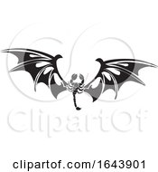 Poster, Art Print Of Black And White Tribal Scorpion With Bat Wings Tattoo Design