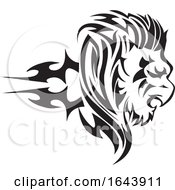Black And White Lion Face Tattoo Design