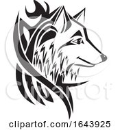Poster, Art Print Of Black And White Wolf Tattoo Design