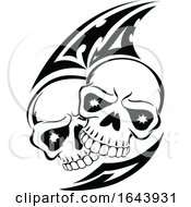 Poster, Art Print Of Black And White Human Skull Tattoo Design