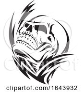 Poster, Art Print Of Black And White Human Skull Tattoo Design