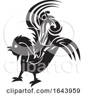 Poster, Art Print Of Black And White Rooster Tattoo Design