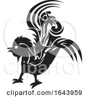 Black And White Rooster Tattoo Design