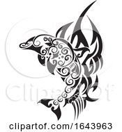 Poster, Art Print Of Black And White Dolphin Tattoo Design