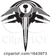 Black And White Tribal Sword Tattoo Design