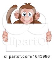 Poster, Art Print Of Monkey Cartoon Character Animal Holding Sign