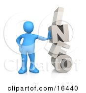 Blue Person Leaning Against The Word Info