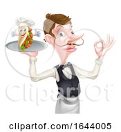 Cartoon Perfect Kebab Waiter Butler by AtStockIllustration