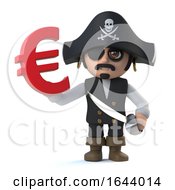 3d Pirate Captain Holds Euro Currency Symbol by Steve Young