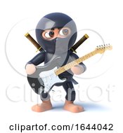 3d Funny Cartoon Ninja Assassin Character Playing An Electric Guitar