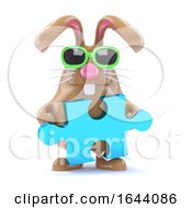 Poster, Art Print Of 3d Easter Bunny Solves The Puzzle