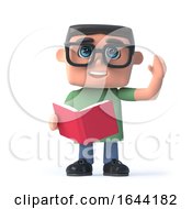 3d Boy In Glasses Reading A Book by Steve Young