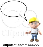 3d Construction Worker With Blank Speech Bubble by Steve Young
