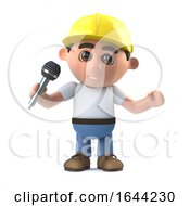 3d Construction Worker Has The Microphone by Steve Young