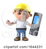 3d Construction Worker With Cell Phone by Steve Young